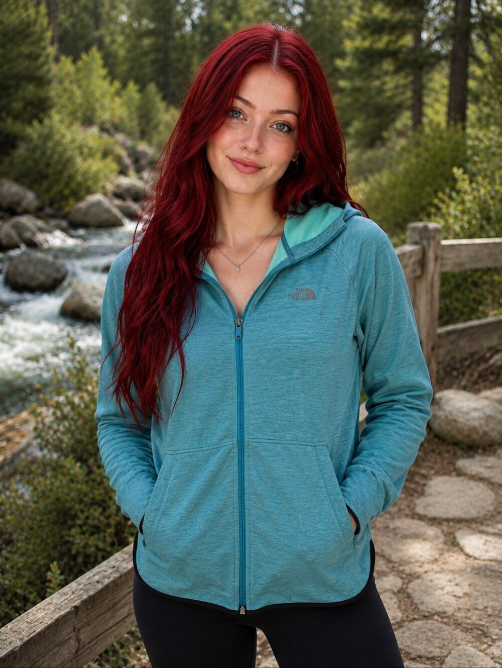 The North Face Women’s L Teal Oversized Full Zip Hoodie High Low Drop Tail CC